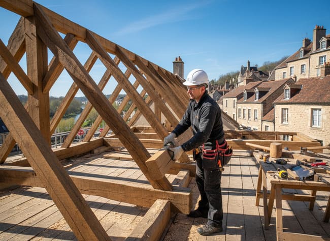 Photo de notre charpentier à Angoulême chez un client