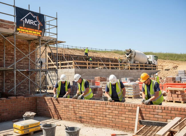 Construction d'un mur en brique pour un client