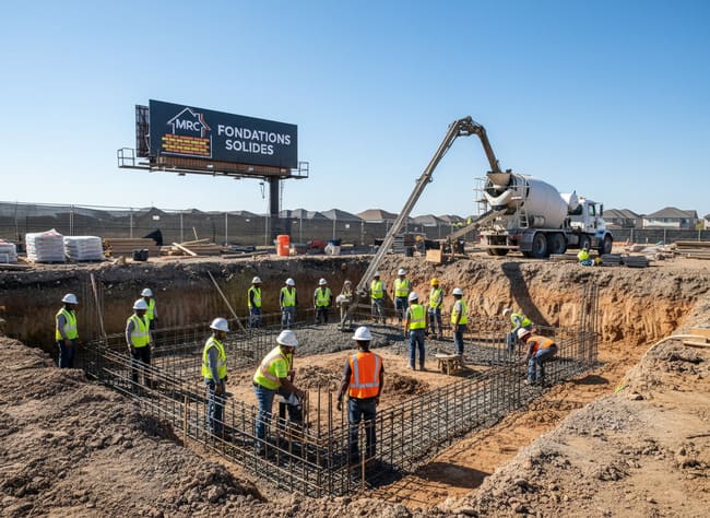 Travaux de fondation d'un bâtiment à Angoulême
