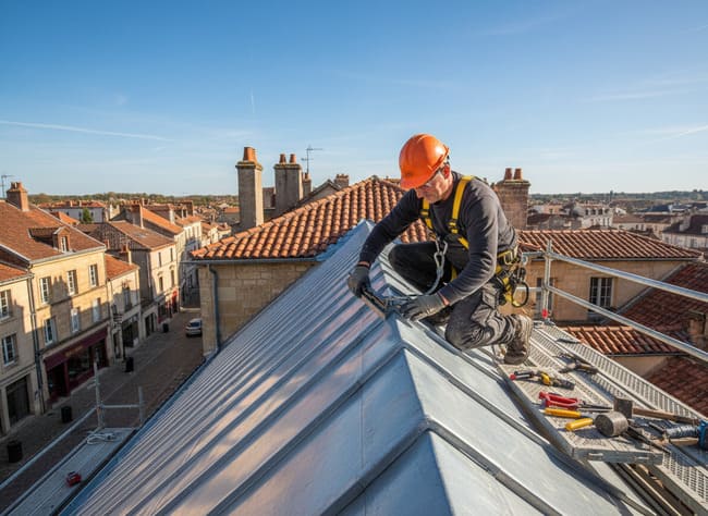 Pose d'une couverture en zinc à Angoulême